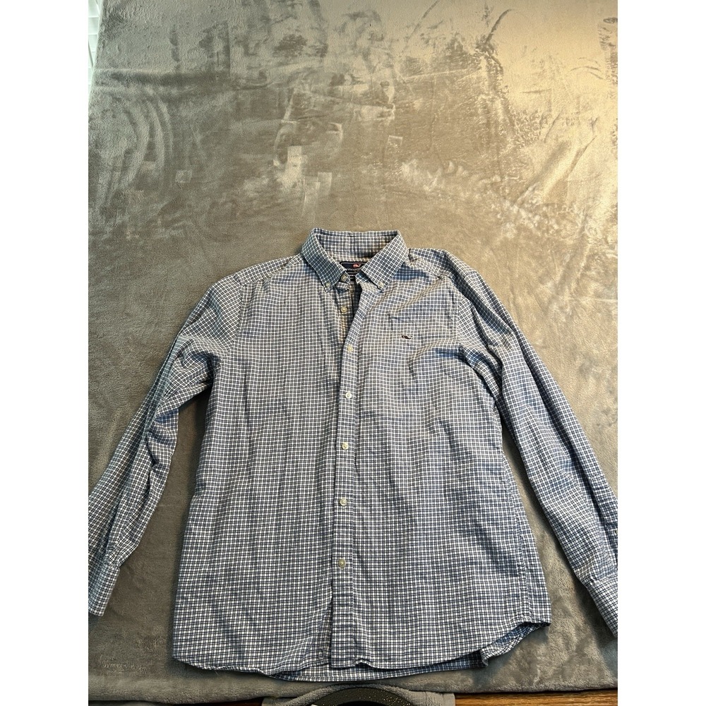 Vineyard Vines Button Down Shirt Mens Large Blue Excellent Classic Fit Whale